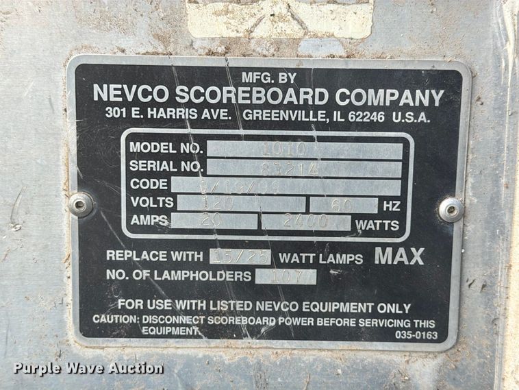 image for item EX4319 (5) Nevco Scoreboard Company 1010 scoreboards