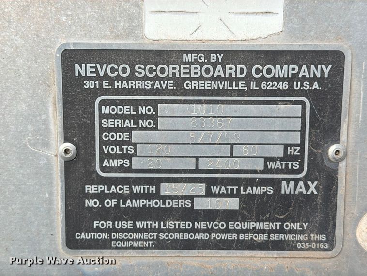 image for item EX4319 (5) Nevco Scoreboard Company 1010 scoreboards