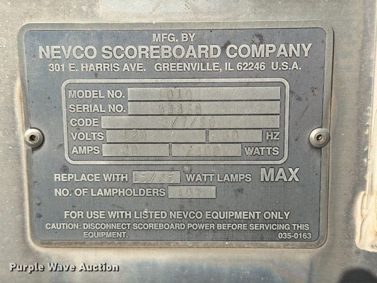 image for item EX4319 (5) Nevco Scoreboard Company 1010 scoreboards