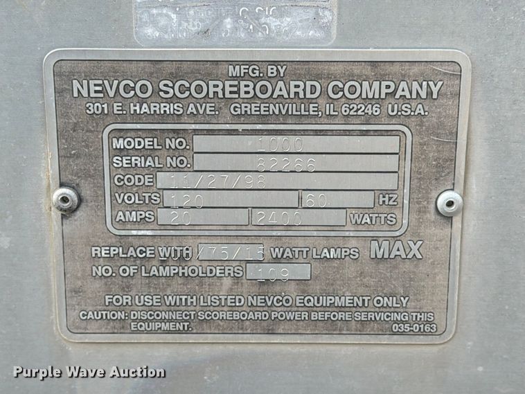 image for item EX4324 Nevco Scoreboard Company 1000 scoreboard