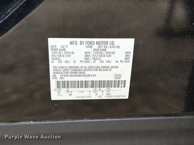 image for item EX4537 2017 Ford Explorer Police Interceptor SUV