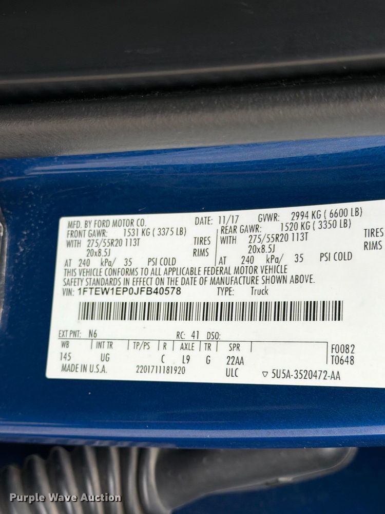 image for item EX4614 2018 Ford F-150 Crew Cab pickup truck