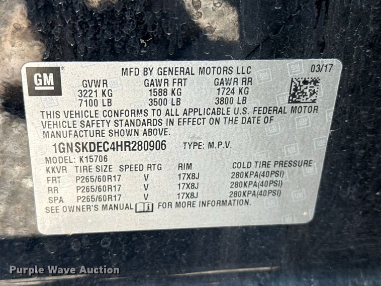 image for item FB6945 2017 Chevrolet Tahoe Police SUV