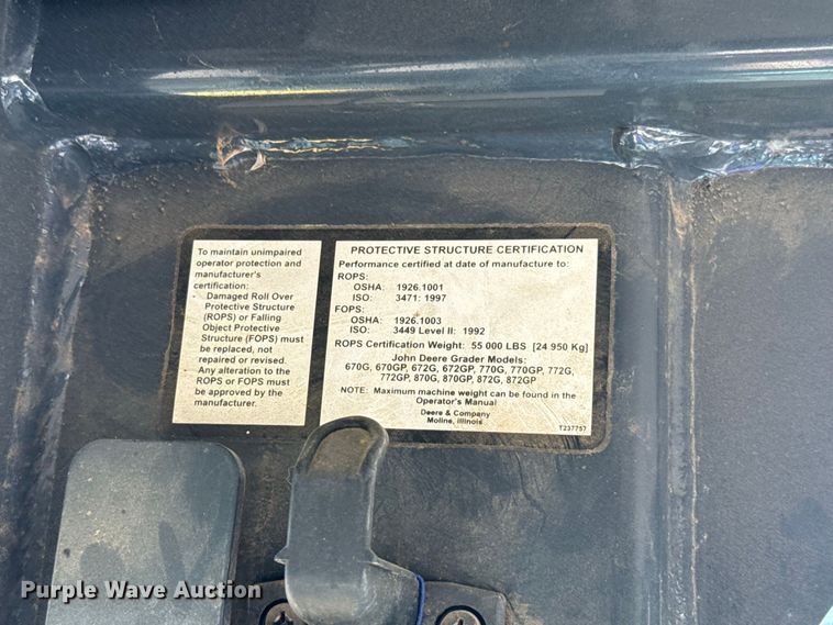 image for item FC4071 2009 John Deere 670G motor grader