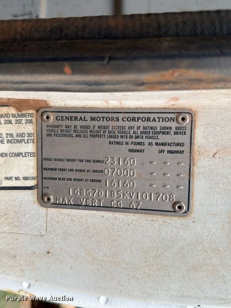 image for item FC4382 1989 Chevrolet C7 dump truck
