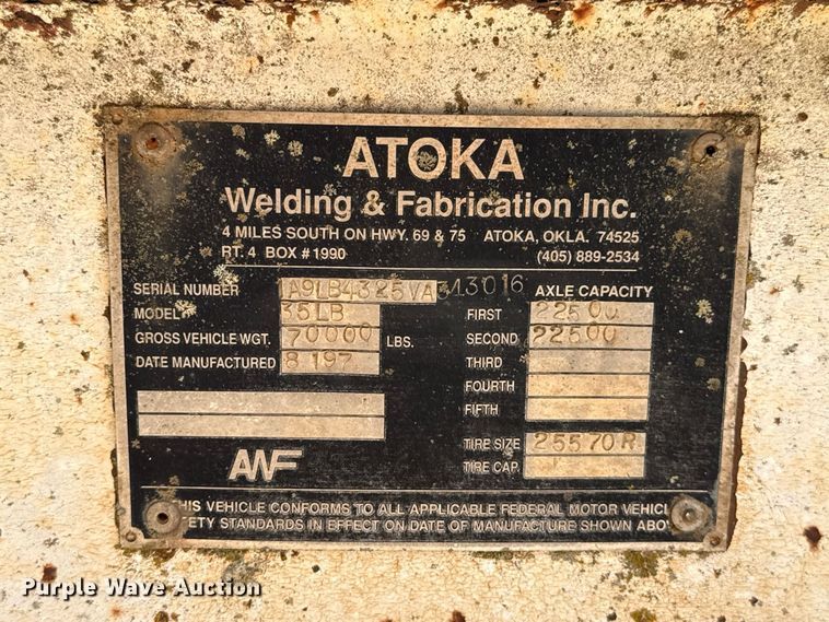 image for item FC4390 1997 Atoka drop deck equipment trailer