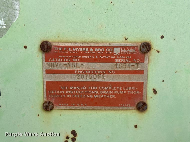 image for item FC4471 The F.E. Myers & Bro. Co. MHV6-15L5 sewer jetter bed