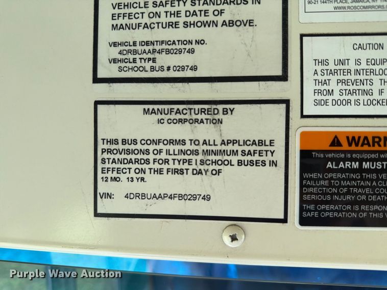 image for item FH6418 2015 IC Bus PB105 school bus