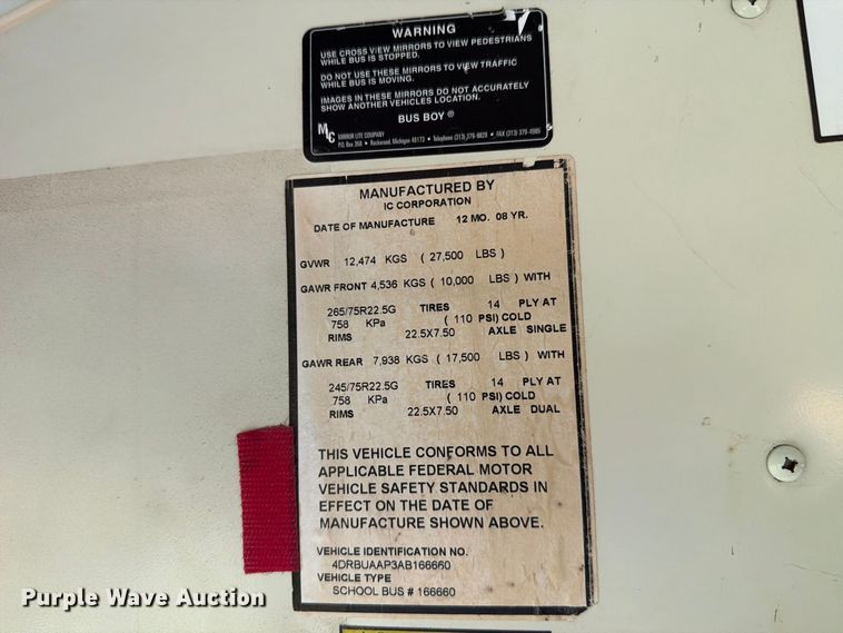 image for item FH6438 2010 IC Bus PB105 school bus