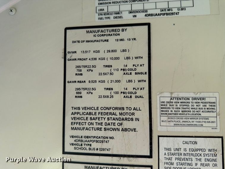 image for item FH6439 2015 IC Bus PB105 school bus