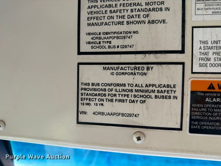 image for item FH6439 2015 IC Bus PB105 school bus