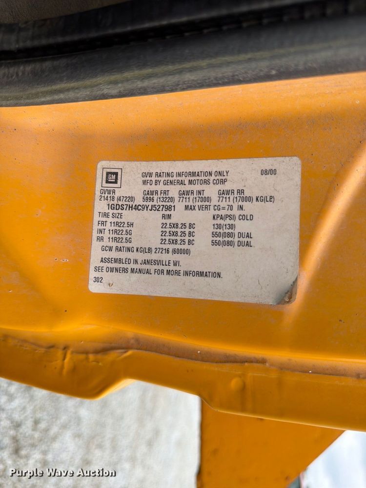 image for item FK3809 2000 GMC C7 dump truck