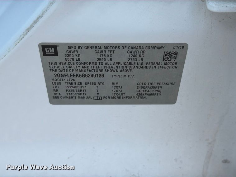 image for item FM6510 2016 Chevrolet Equinox SUV