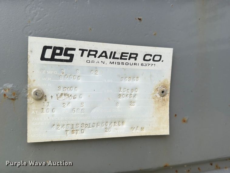 image for item FN5872 2003 CPS Trailers TSTD 26 end dump trailer