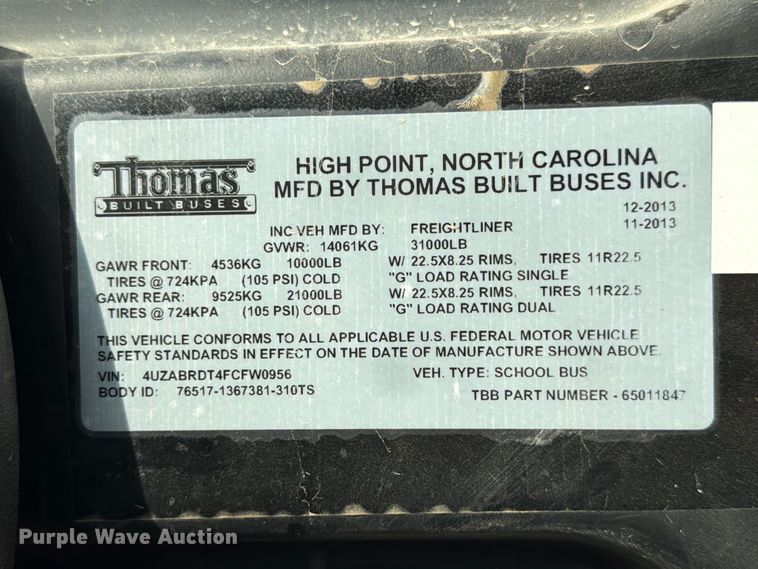 image for item FP3102 2015 Thomas Freightliner school bus