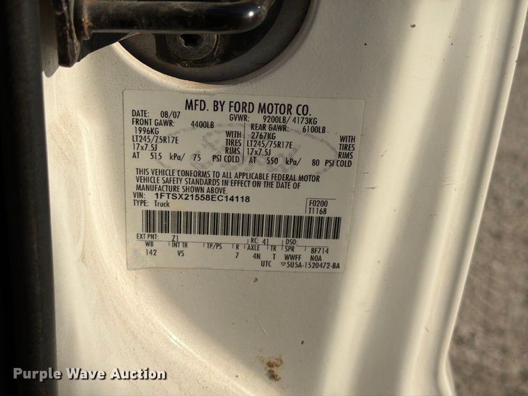 image for item FT6312 2008 Ford F250 Super Duty XL Ext. Cab pickup truck