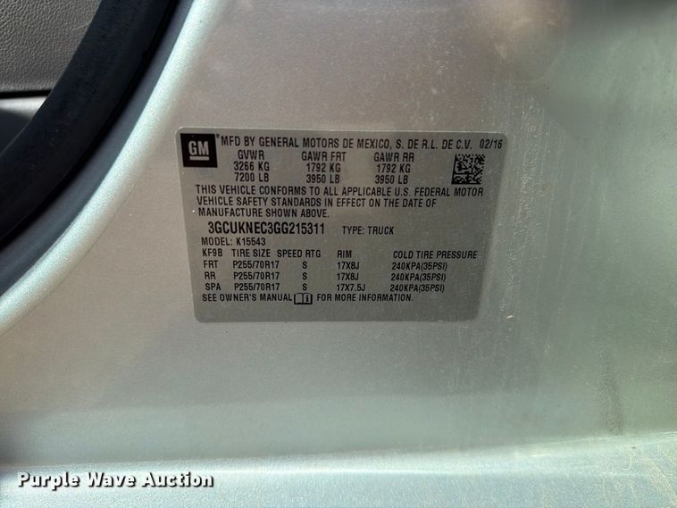 image for item FT6822 2016 Chevrolet Silverado 1500 Crew Cab pickup truck