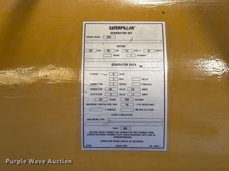 image for item FT6825 1995 Caterpillar SR4 B generator