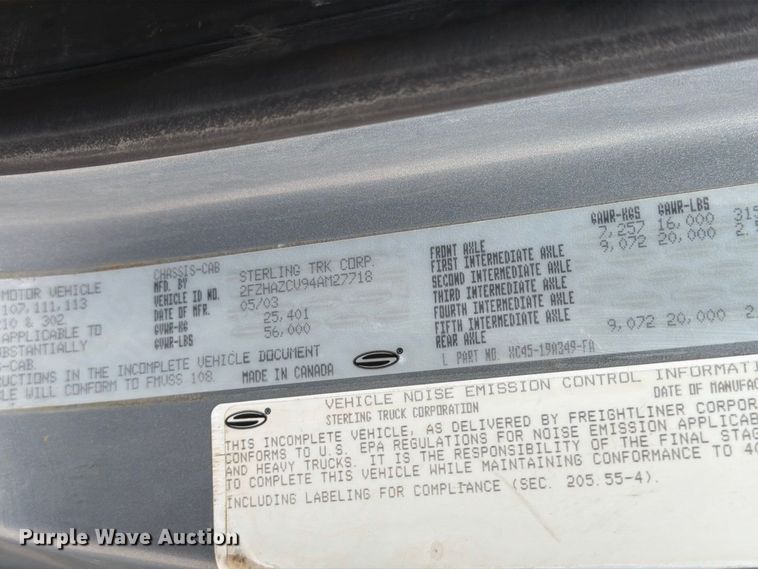 image for item FT7520 2004 Sterling Truck L9500 Series dump truck