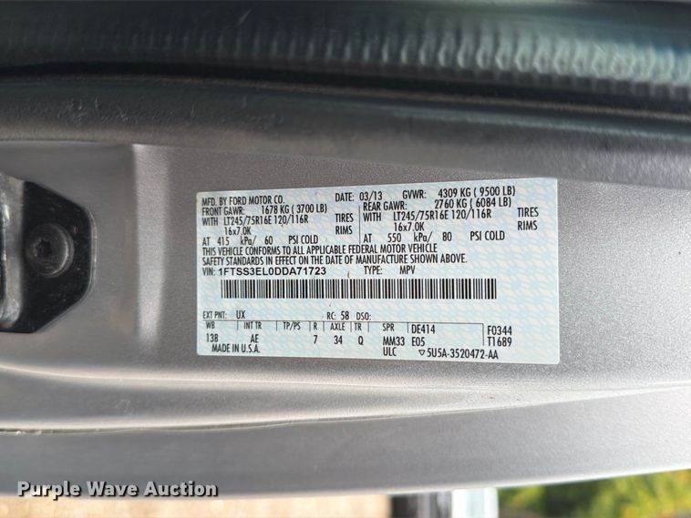 image for item FT7526 2013 Ford E350 Super Duty van