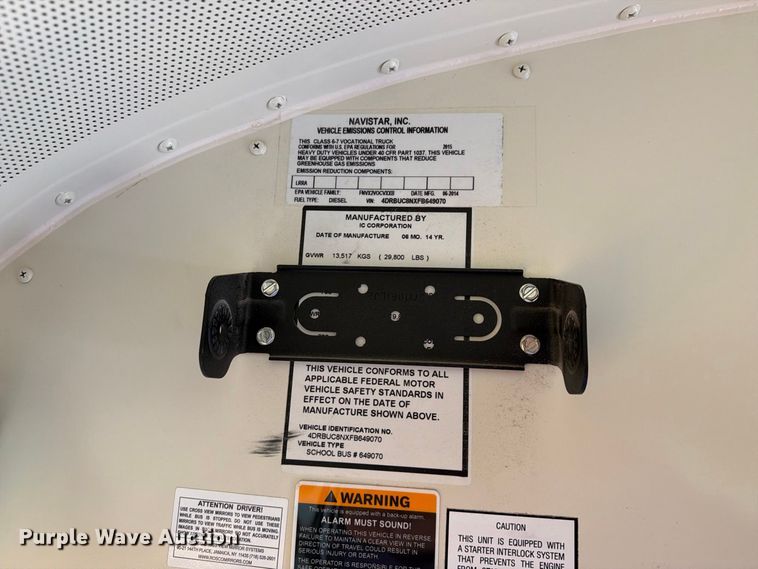 image for item FT8120 2015 IC Bus PB105 school bus