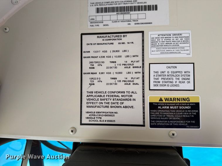 image for item FT8123 2017 IC Bus PB105 school bus