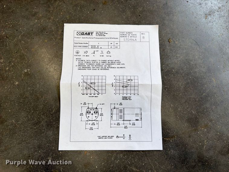 image for item FU0535 Gast 0523-V191Q-G588NDX vacuum pump
