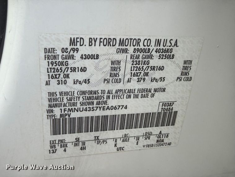 image for item FU1045 2000 Ford Excursion Limited SUV