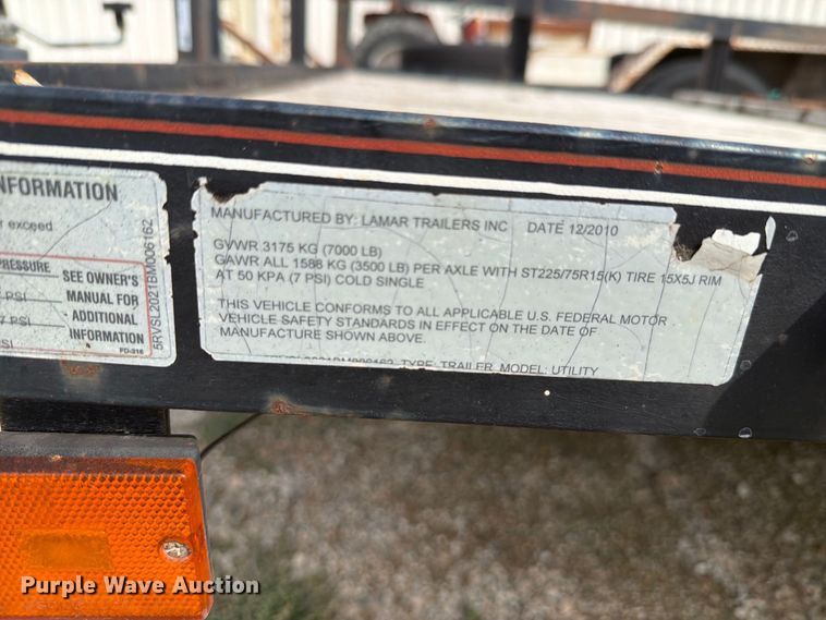 image for item NF9726 2011 Lamar Utility utility trailer