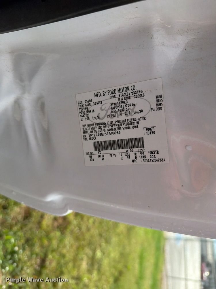 image for item NF9727 2005 Ford Ranger XLT Ext. Cab pickup truck
