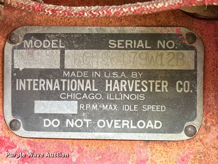 image for item EW4446 McCormick-Deering WR-9 Rice Special tractor