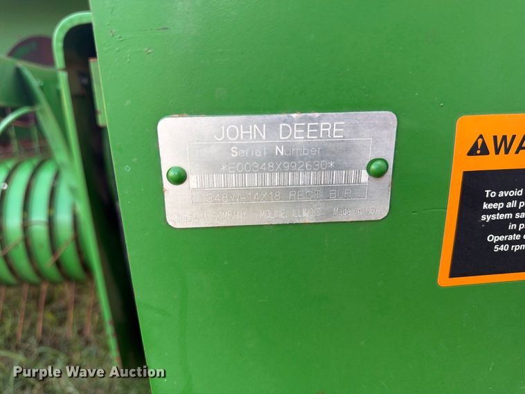 image for item EX0526 John Deere 348 small square baler