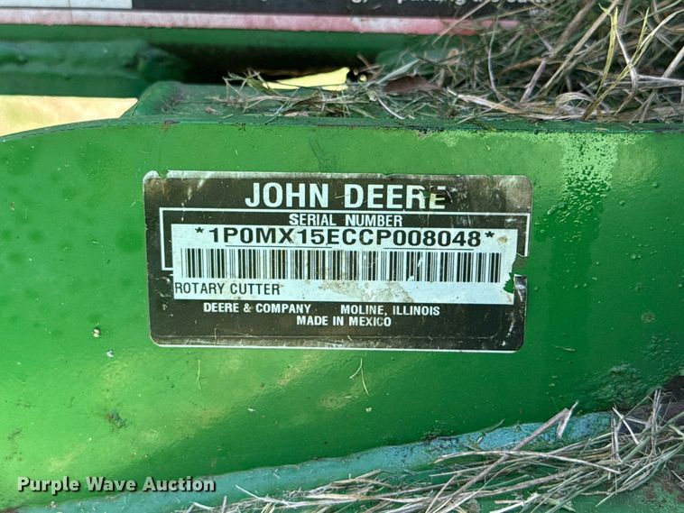 image for item FC4501 2012 John Deere MX15 batwing rotary mower