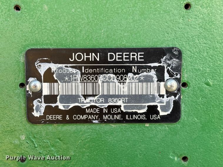 image for item FG0757 2012 John Deere 8360 RT tractor