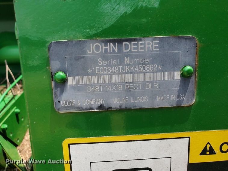 image for item YA4555 2019 John Deere 348T small square baler