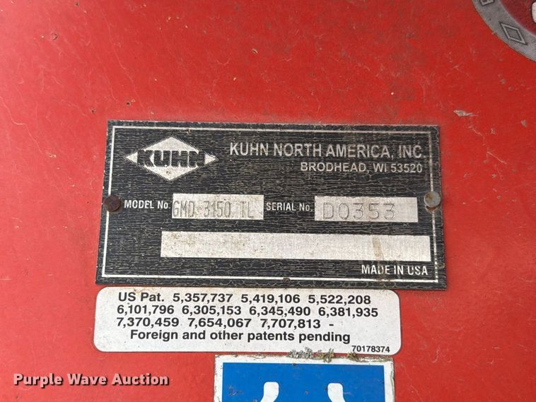 image for item YA5178 Kuhn GMD 3150 TL disc mower
