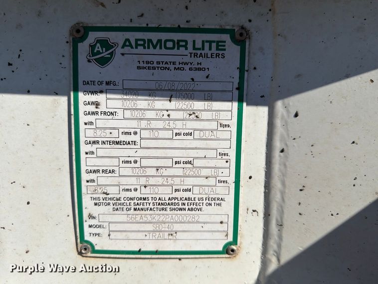 image for item DV8710 2023 Armor Lite Trailer bottom dump trailer