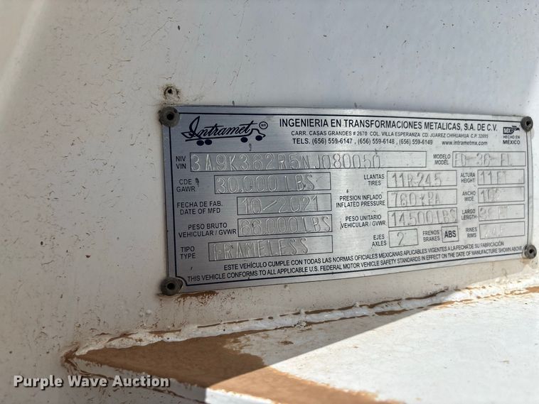 image for item DW1308 2022 Intramet ED-36-FL end dump trailer