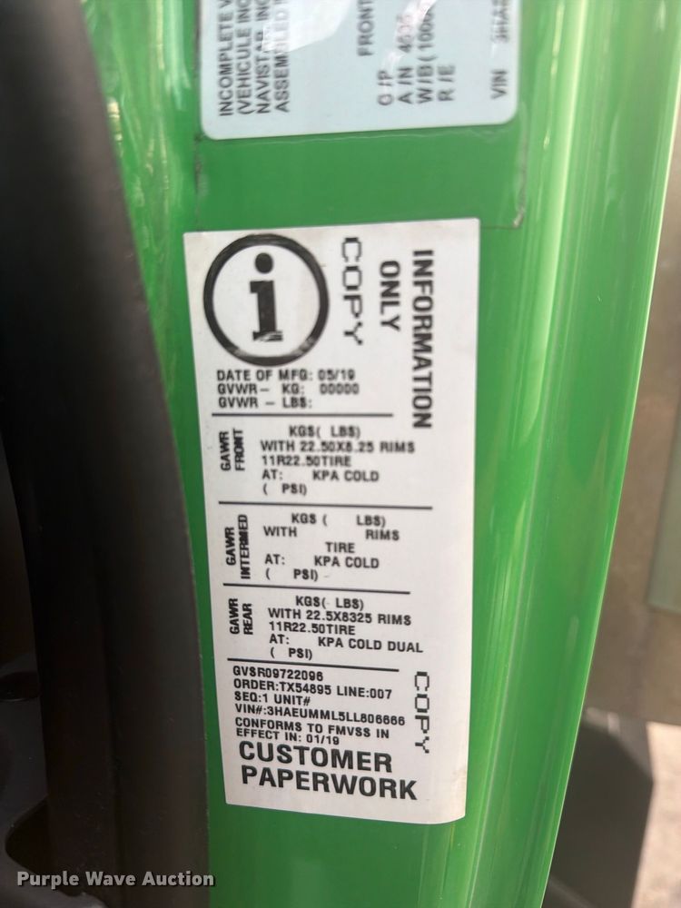 image for item EA7382 2020 International MV607 refrigerated truck