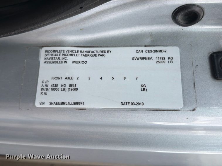 image for item EA7388 2020 International MV607 refrigerated truck