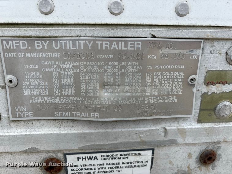 image for item ER3414 2007 Utility VS2DC dry van trailer