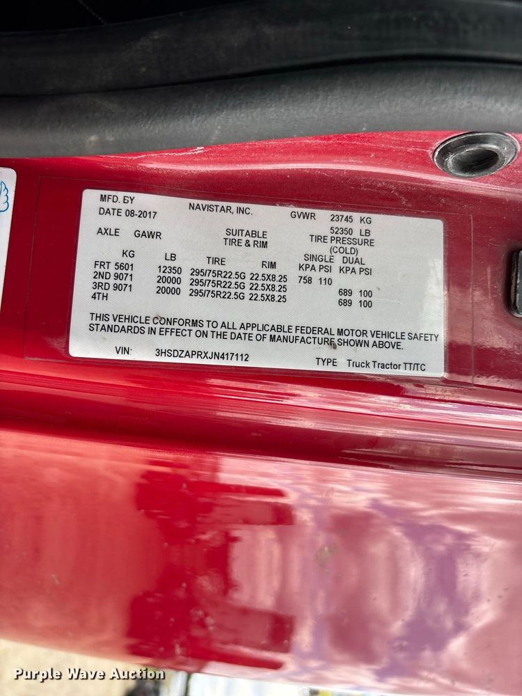 image for item ER3415 2018 International LT625 semi truck