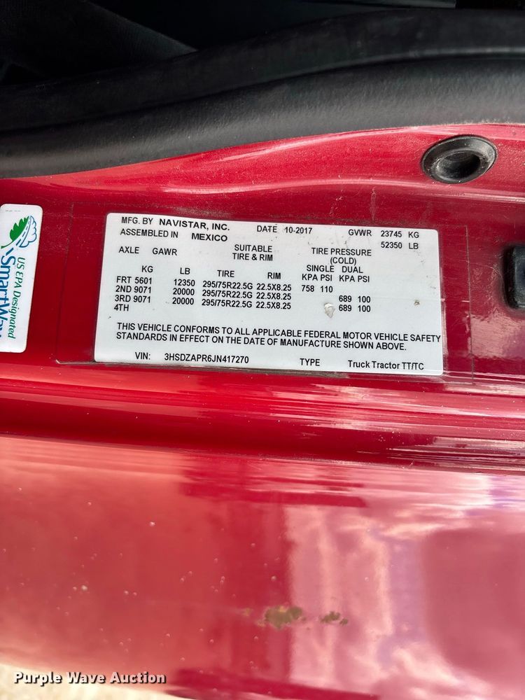 image for item ER3416 2018 International LT625 semi truck