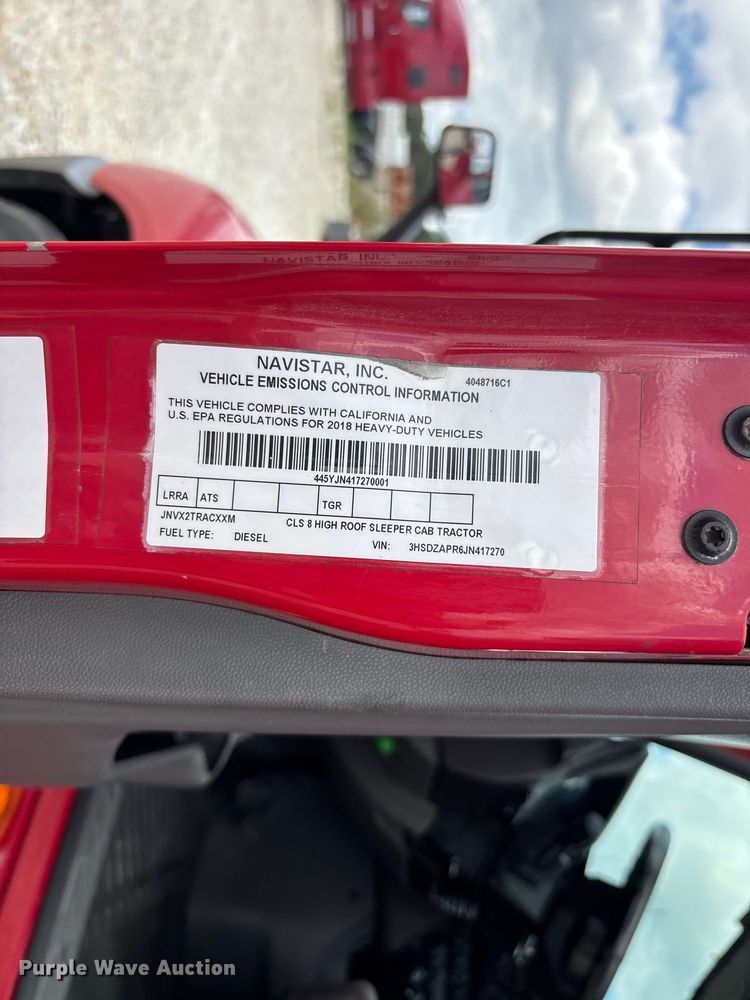image for item ER3416 2018 International LT625 semi truck