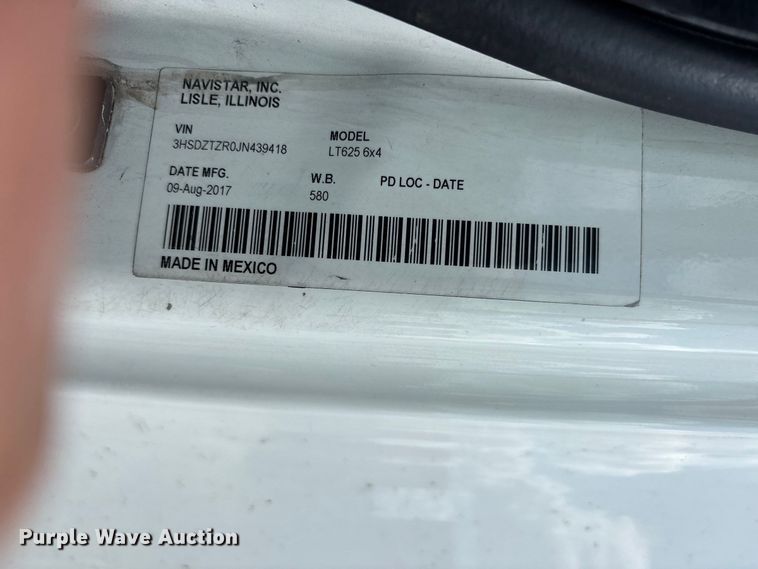 image for item ER3417 2018 International LT625 semi truck