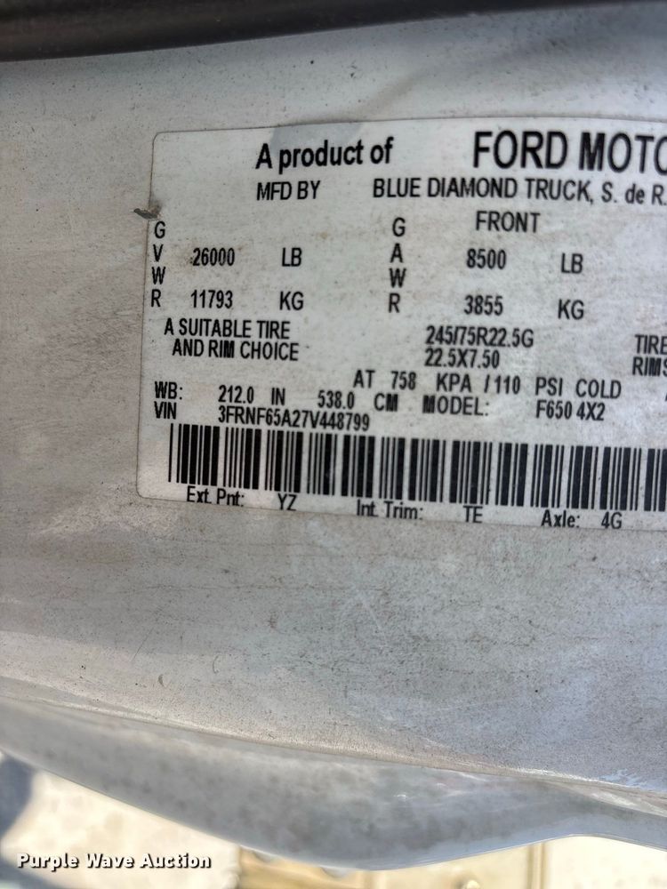 image for item ER3420 2007 Ford F650 box truck