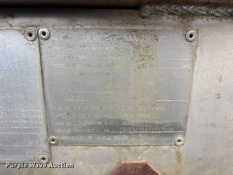 image for item ET0410 1996 Polar Tank  fuel trailer