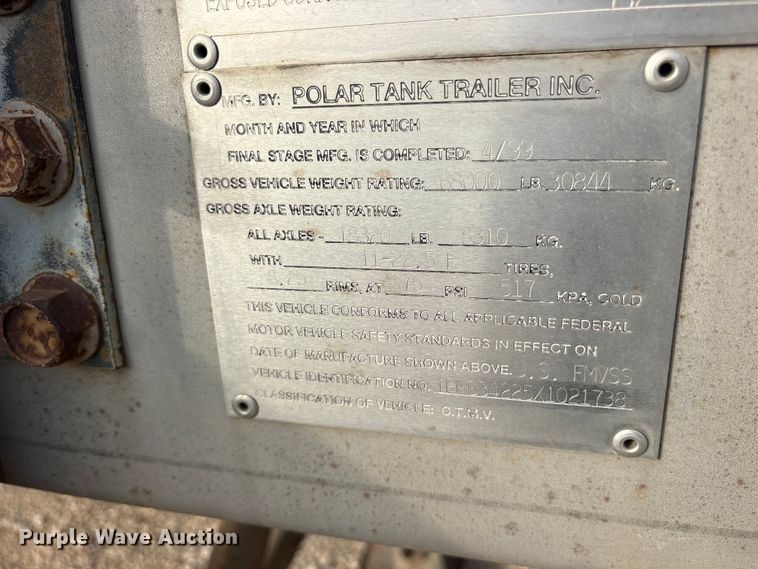 image for item ET0411 1999 Polar Tank fuel trailer