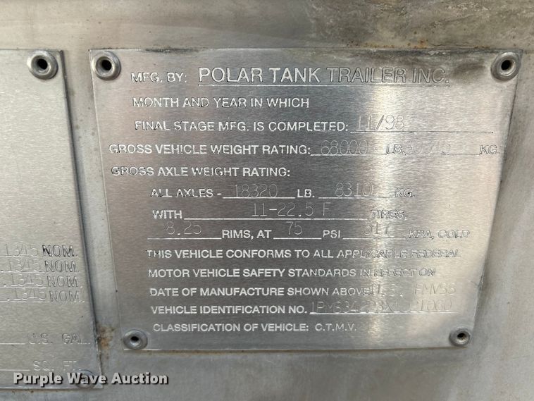 image for item EU0874 1999 Polar Tanks Trailers fuel trailer