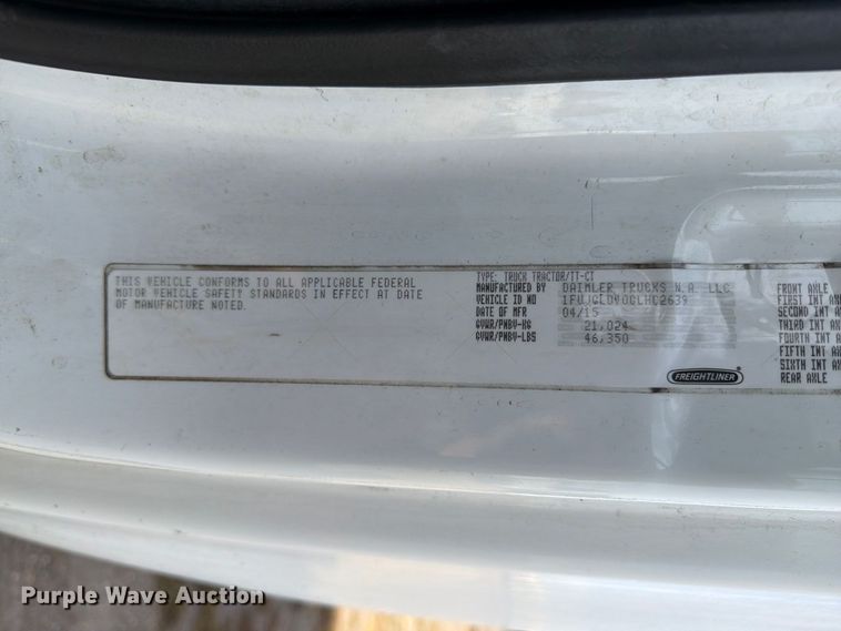 image for item EU0881 2016 Freightliner Cascadia 125 semi truck